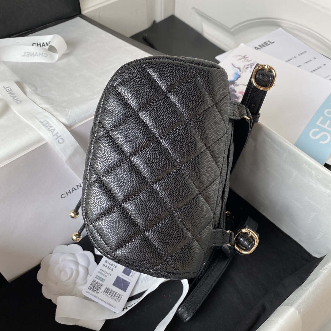 Caviar Leather Mini Backpack AS4058 Black